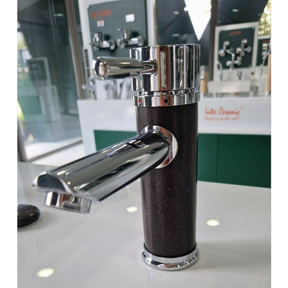 Моноблок смесител Inter Ceramic с хромово покритие и черен естествен камък