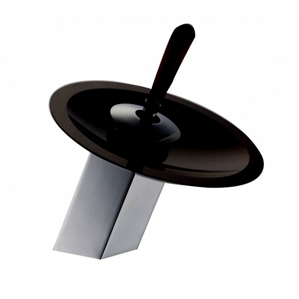 Inter Ceramic Orekio Single-Handle Sink Faucet Chrome with Black Glass