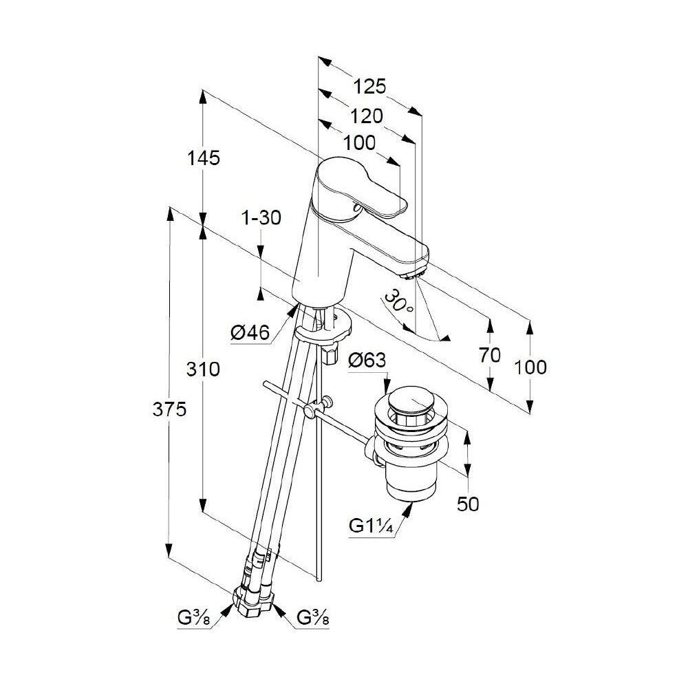 Kludi Pure&Easy 70 Basin Mixer for Low Pressure