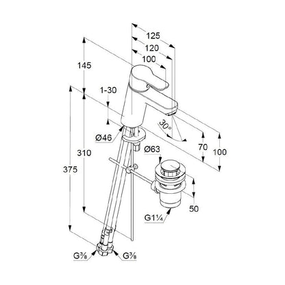 Kludi Pure&Easy 70 Basin Mixer for Low Pressure