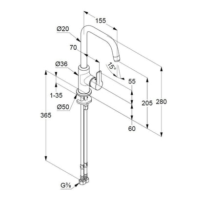 Kludi Pure&Easy Basin Mixer with Side Lever without Waste