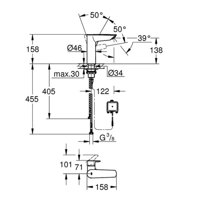 Смесител за мивка Grohe Eurosmart M хром гланц със сензор