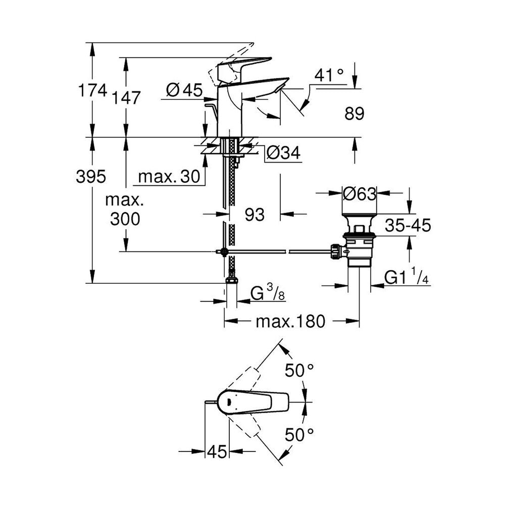 Смесител за мивка с една ръкохватка Grohe Start Edge S хром