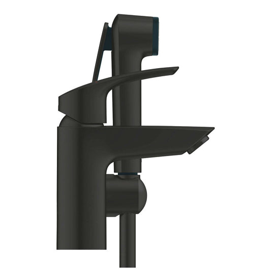 Basin mixer matte black Grohe Eurosmart New S with hygienic shower set