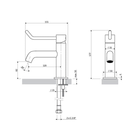 Смесител за мивка Omnires Y с едно управление, завършек brushed nickel