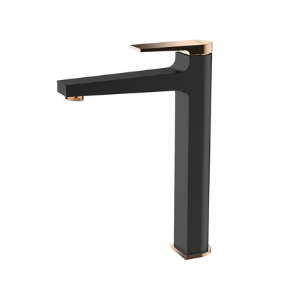 Invena Midnight High Basin Mixer Black - Rose Gold