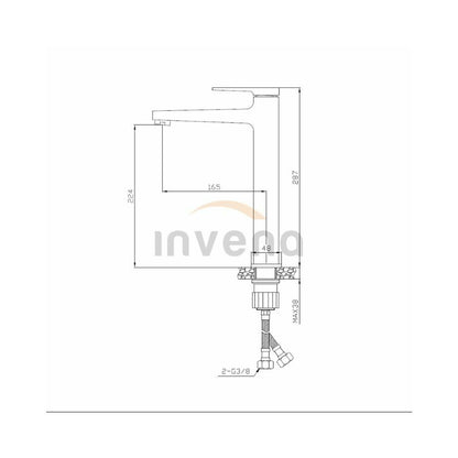 Invena Midnight High Basin Mixer Black - Rose Gold
