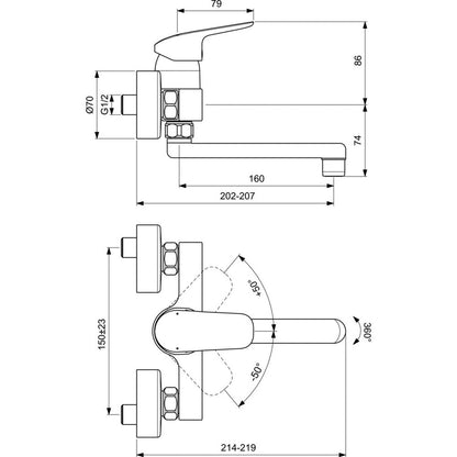 Смесител за мивка Ideal Standard Ceraflex за стенен монтаж