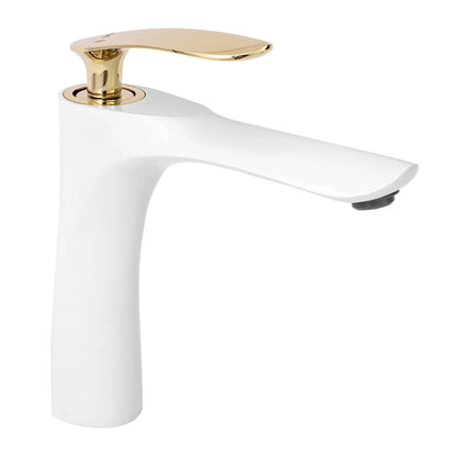 Rea Orbit Sink Faucet White - Glossy Gold