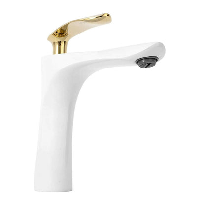 Rea Orbit Sink Faucet White - Glossy Gold