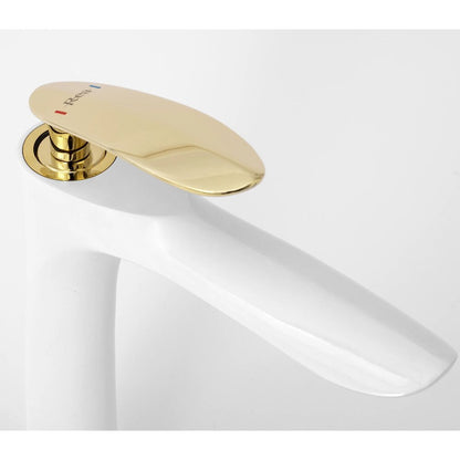 Rea Orbit Sink Faucet White - Glossy Gold