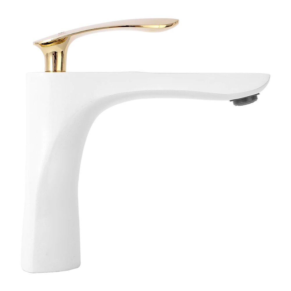 Rea Orbit Sink Faucet White - Glossy Gold