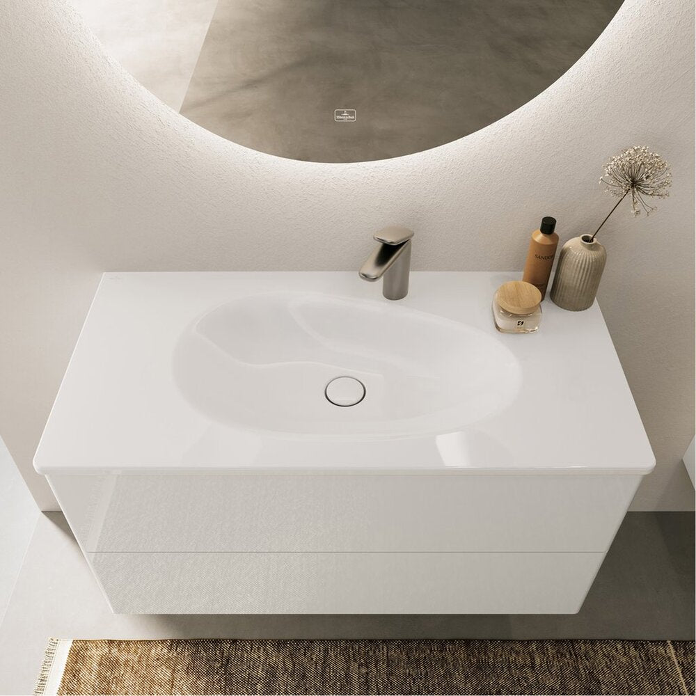 Смесител за мивка Villeroy&Boch Antao с един лост, никел мат с Push-Open вентил