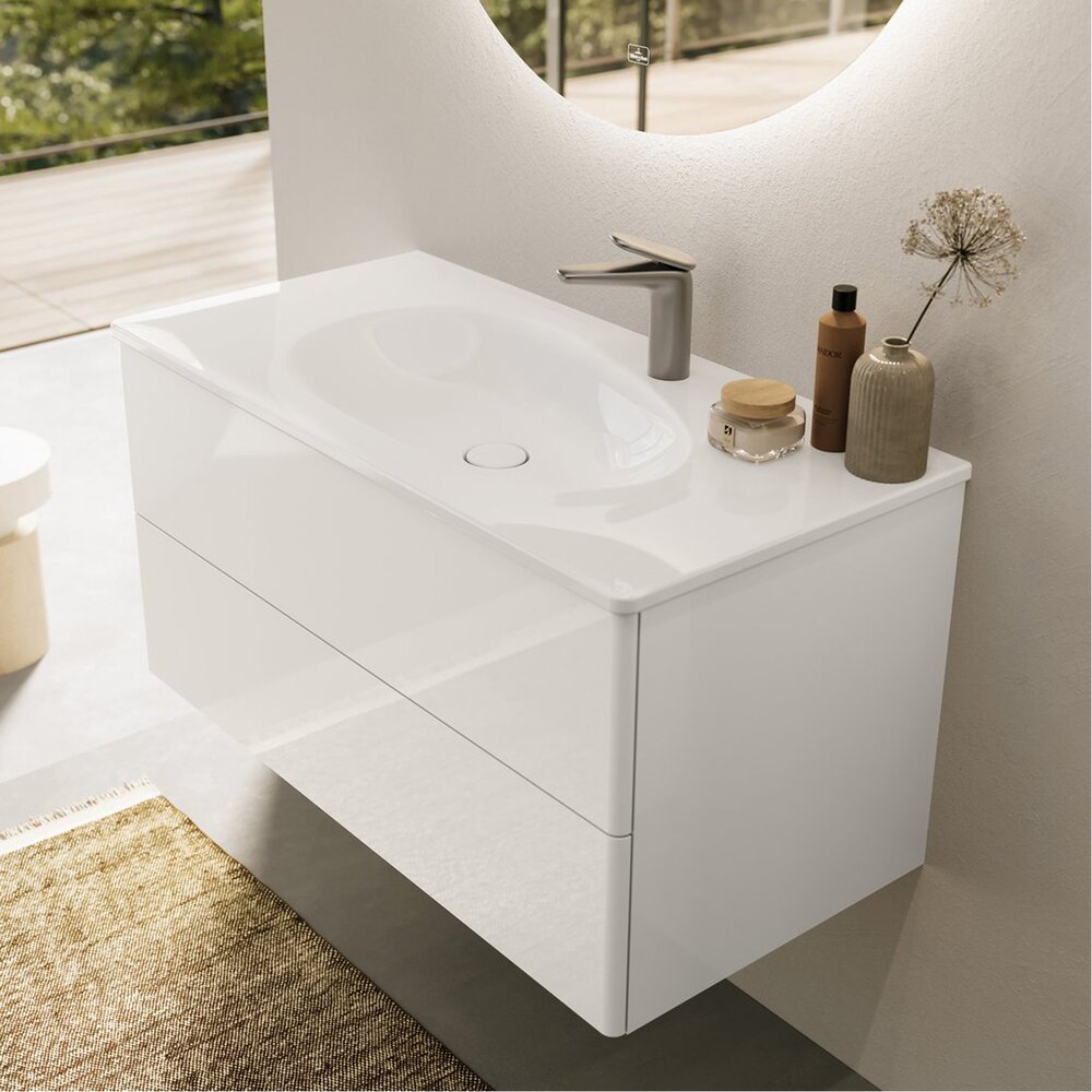 Смесител за мивка Villeroy&Boch Antao с един лост, никел мат с Push-Open вентил