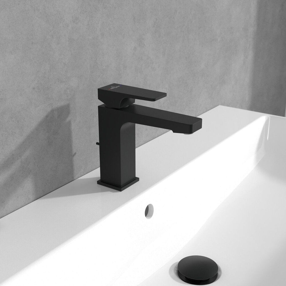 Смесител за умивалник Villeroy&Boch Architectura Square черен мат с Pop-Up вентил
