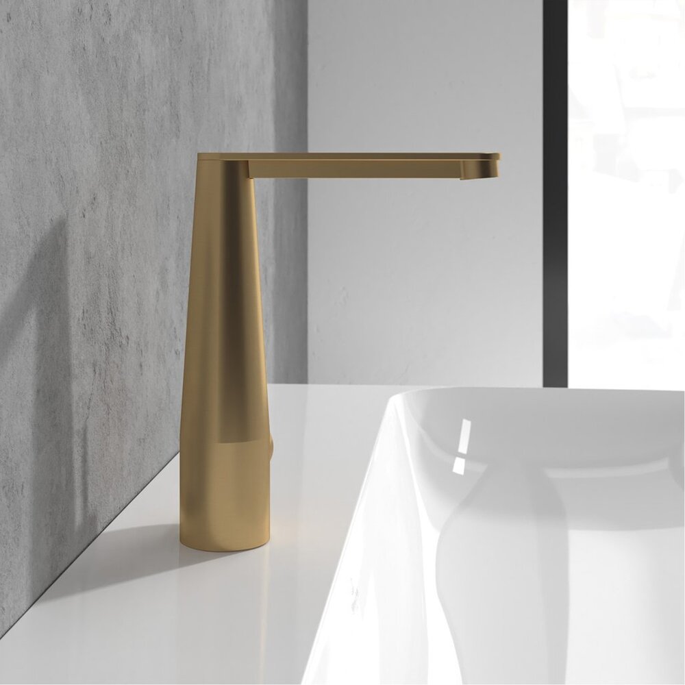 Смесител за мивка Villeroy&Boch Conum с един лост, златист мат с Push-Open вентил