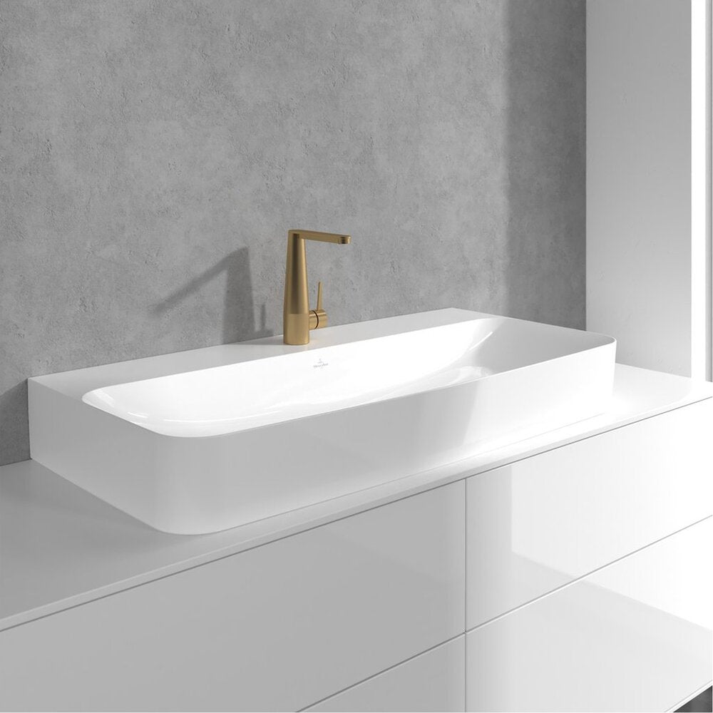 Смесител за мивка Villeroy&Boch Conum с един лост, златист мат с Push-Open вентил