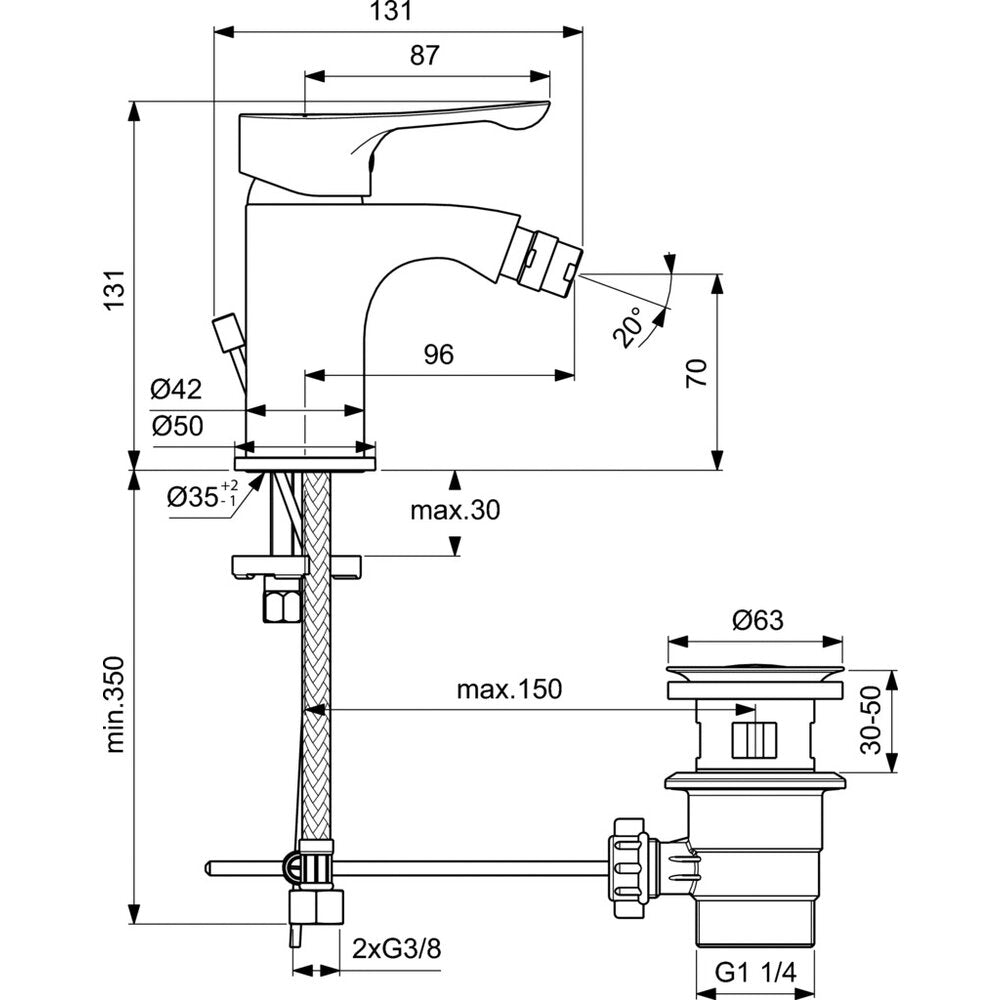 Ideal Standard Alpha Bidet Mixer
