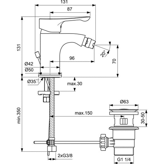Ideal Standard Alpha Bidet Mixer