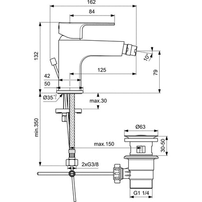 Ideal Standard Cerafine D Bidet Mixer with Plastic Valve