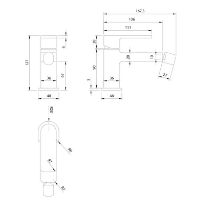 Omnires Baretti Matte Black Bidet Faucet