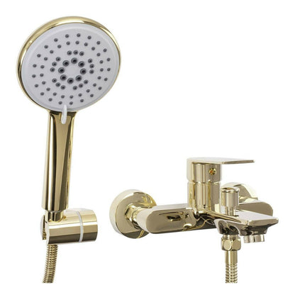 Rea Mayson Glossy Gold Bathtub Faucet with Shower Set