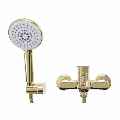 Rea Mayson Glossy Gold Bathtub Faucet with Shower Set