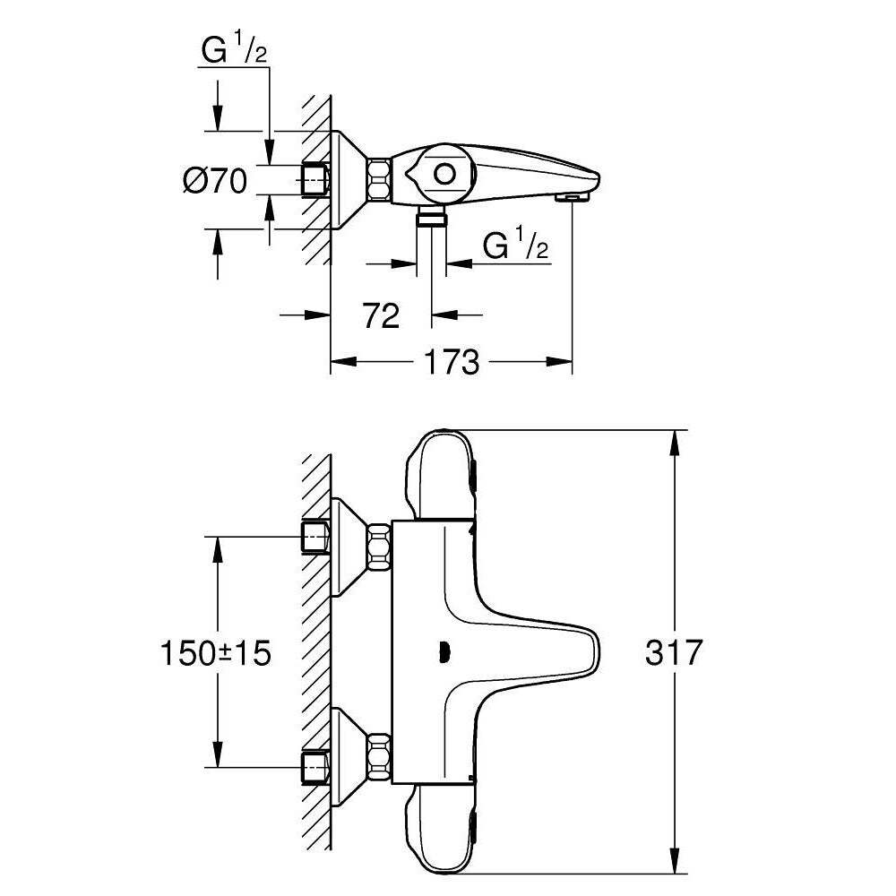 Термостатна батерия за черна матова вана Grohe Grohtherm 1000