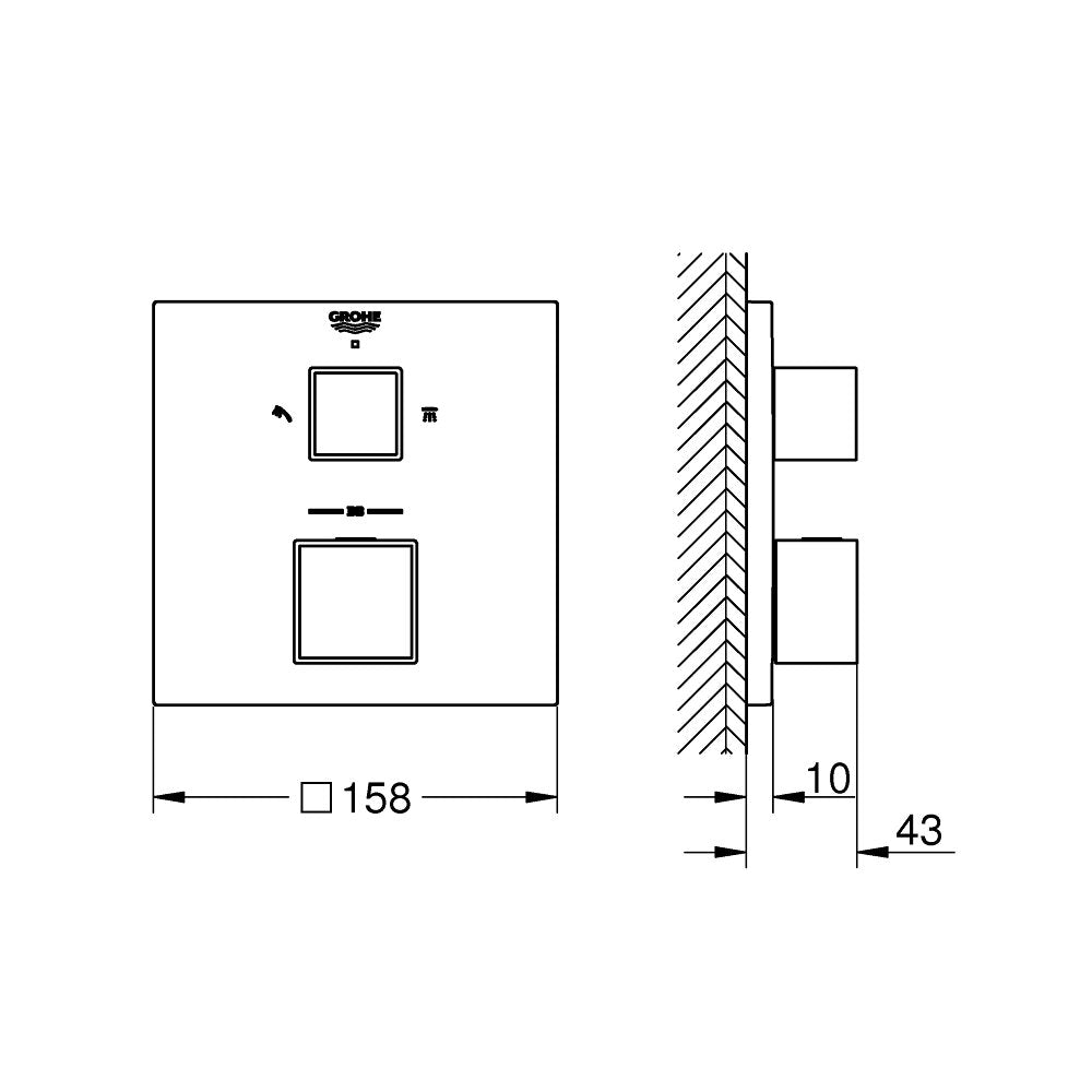 Grohtherm Cube Concealed Shower Valve with Two Outlets