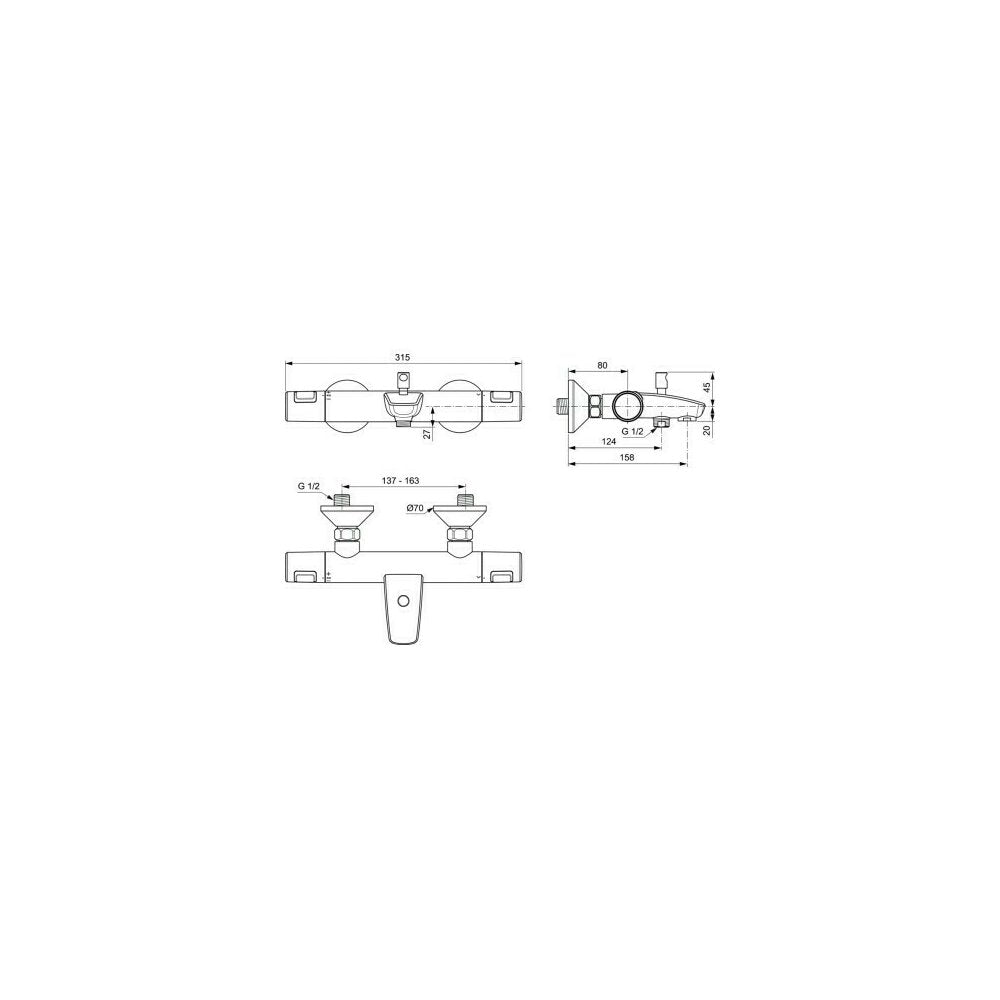 Термостатна батерия за вана Ideal Standard Ceratherm T25