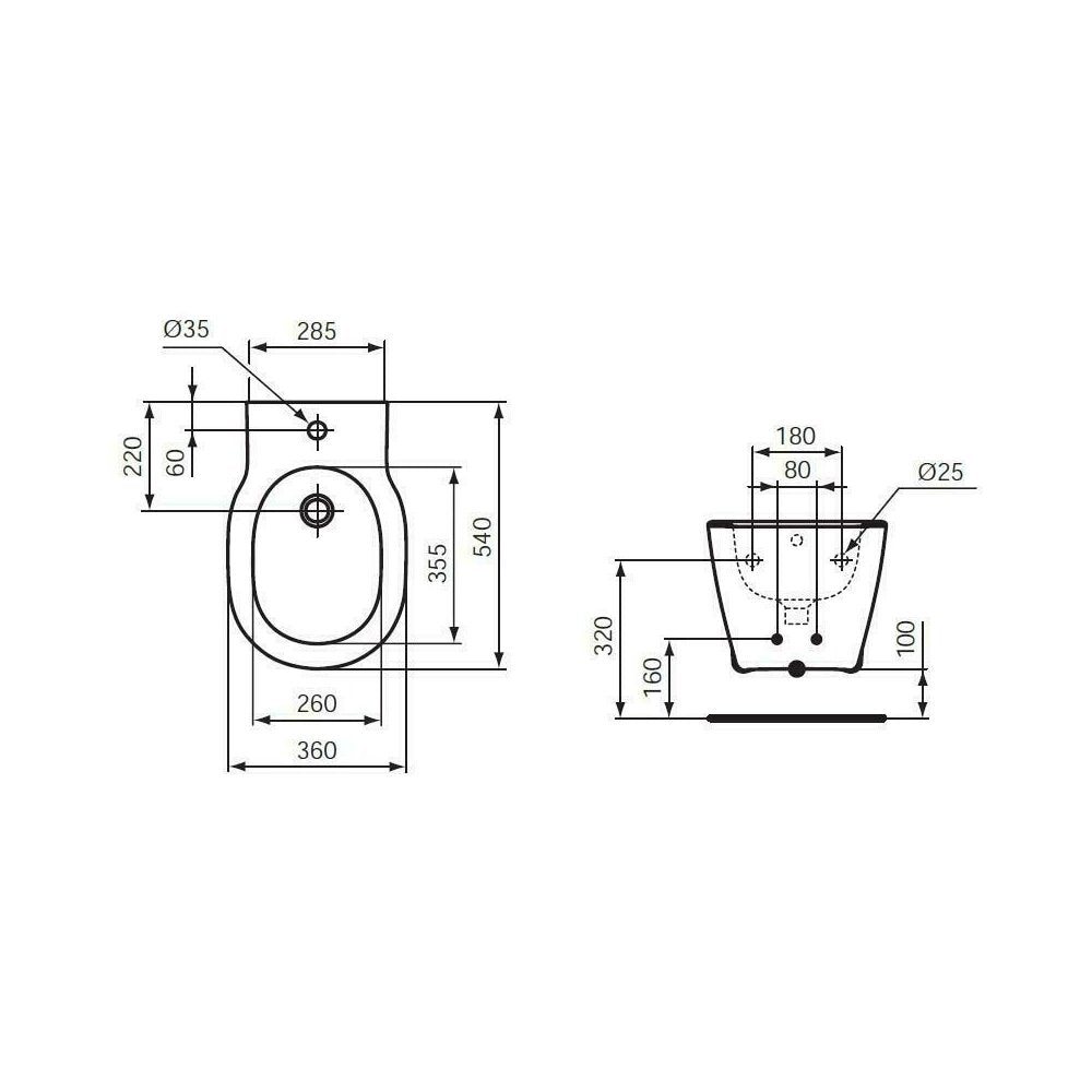 Ideal Standard Connect Wall-Hung Bidet with Completely Hidden Fixing