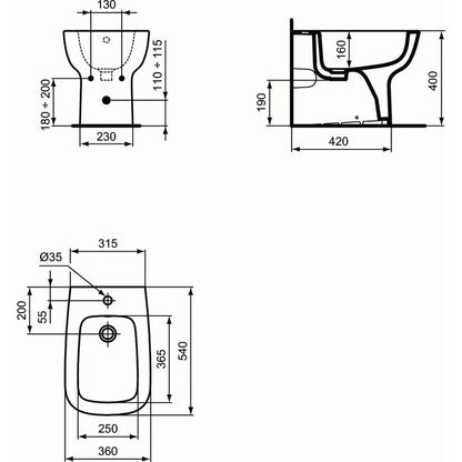 Подова биде BTW Ideal Standard Esedra