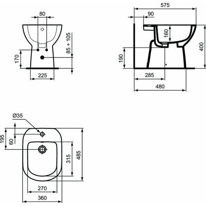 Floor-mounted bidet white Ideal Standard i.Life A