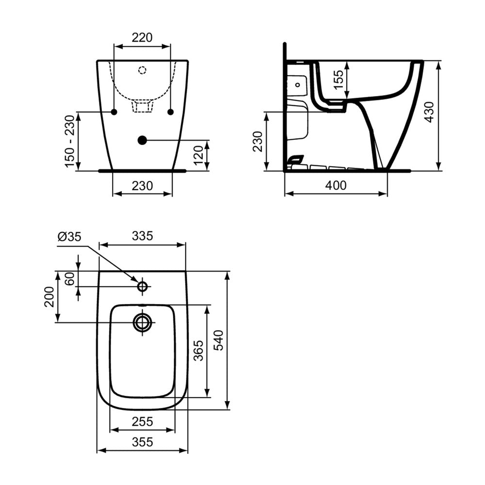 Подова биде Ideal Standard I.life B бяла с гланц SmartGuard