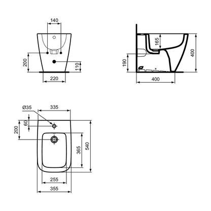 Биде Ideal Standard I.life B бяло лъчезарно SmartGuard BTW