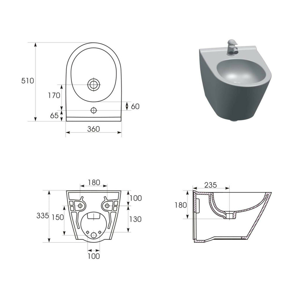 Cersanit City Glossy White Wall-Mounted Bidet with Hidden Fixing