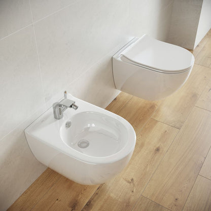 Cersanit Zen Glossy White Wall-Mounted Bidet with Hidden Fixing