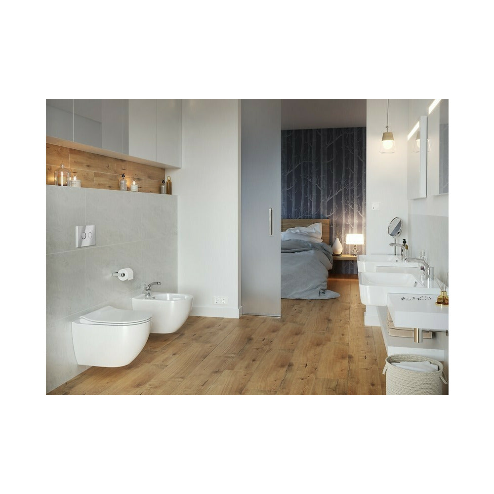 Cersanit Zen Glossy White Wall-Mounted Bidet with Hidden Fixing