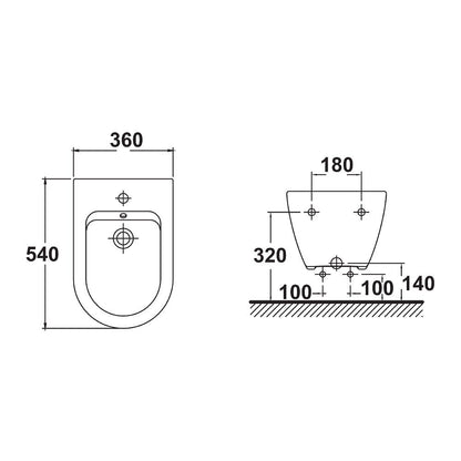 Gala Emma Square Glossy Wall-Mounted Bidet