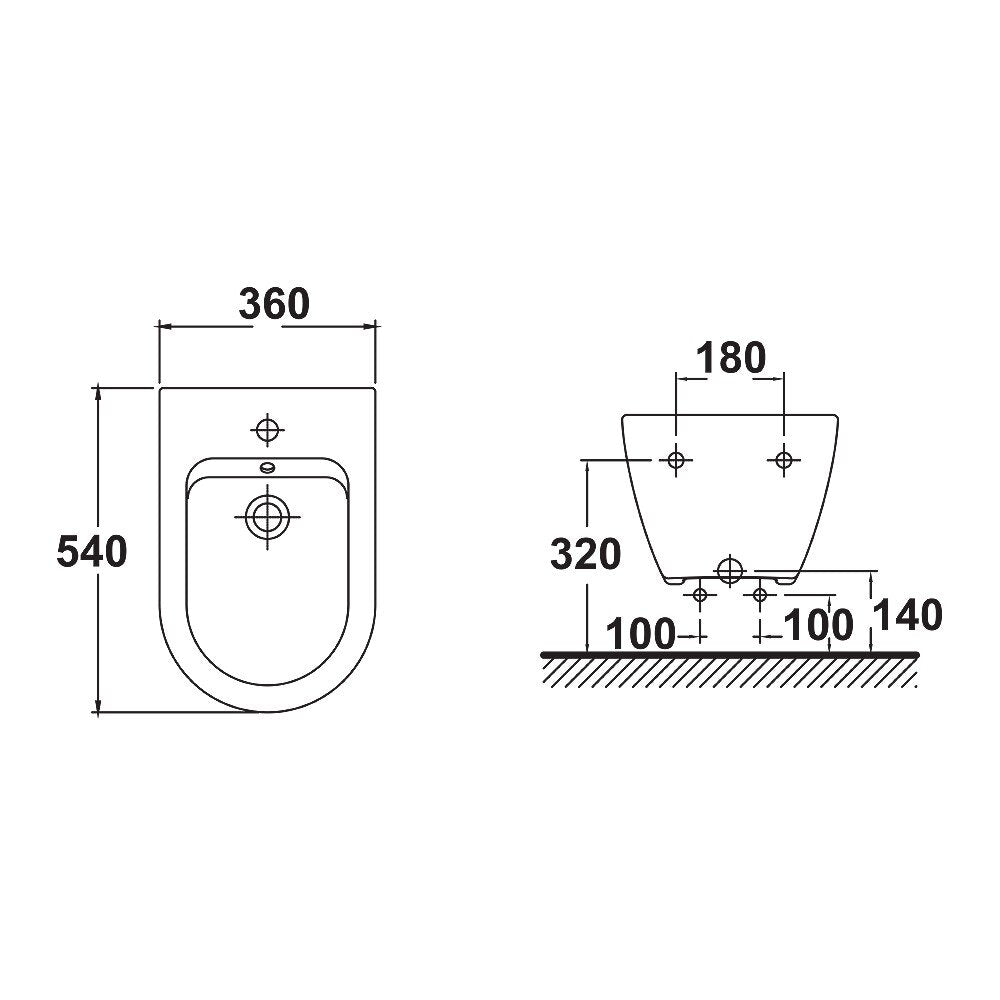 Gala Emma Rounded Wall-Mounted Bidet Glossy White