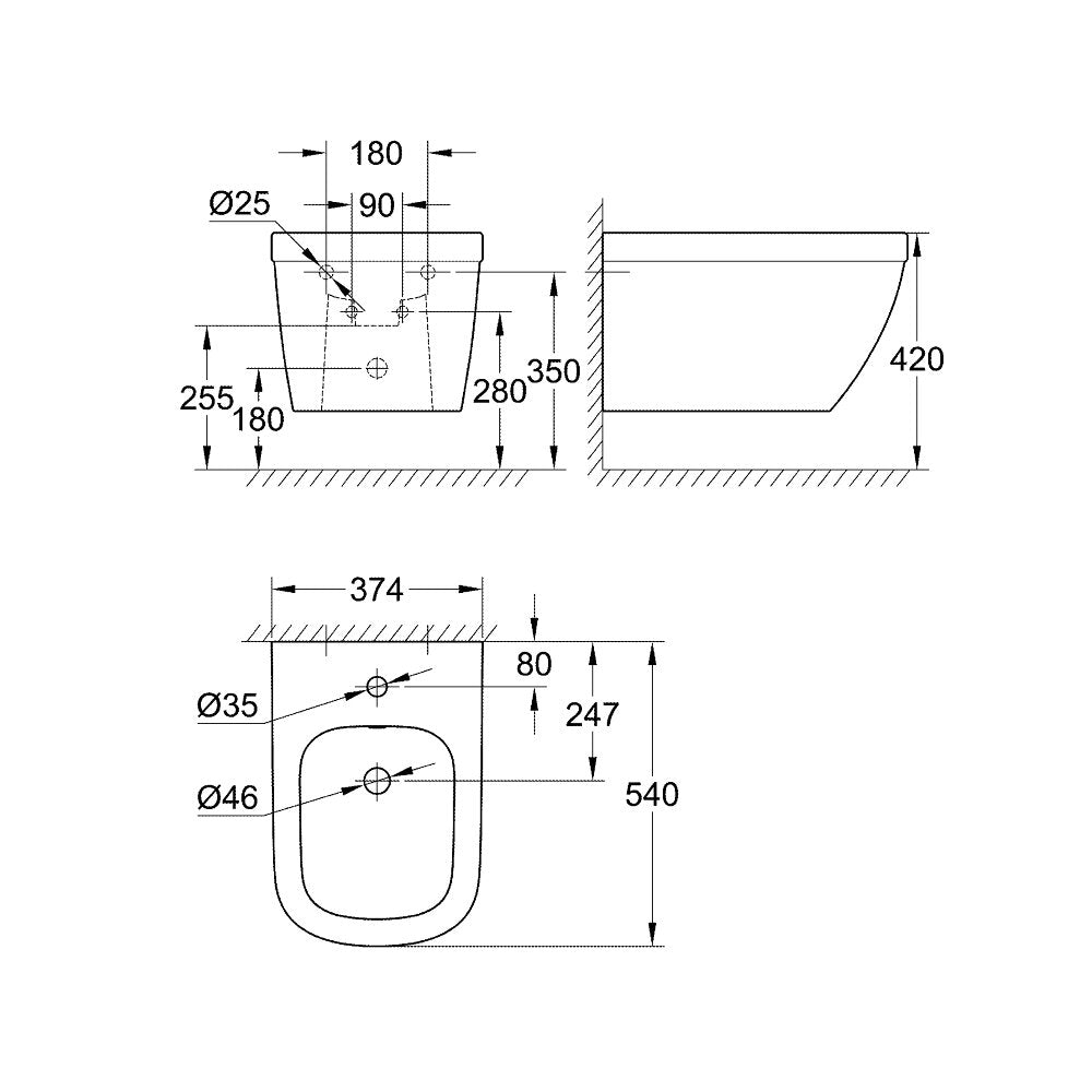 Grohe Euro Ceramic Wall-Mounted Bidet