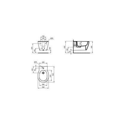 Wall-mounted bidet Ideal Standard Connect 36x54 cm