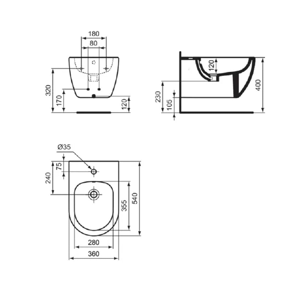 Ideal Standard Ellisse White Glossy Wall-Hung Bidet
