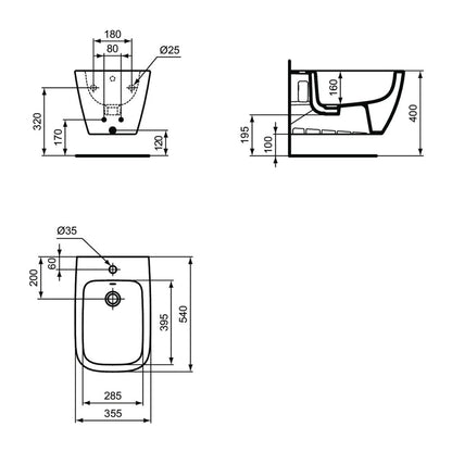 Ideal Standard i.life B Glossy Grey Wall-Hung Bidet