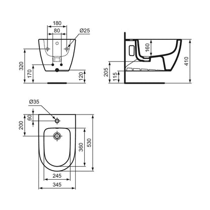 Суспендирано биде Ideal Standard i.life O бяло