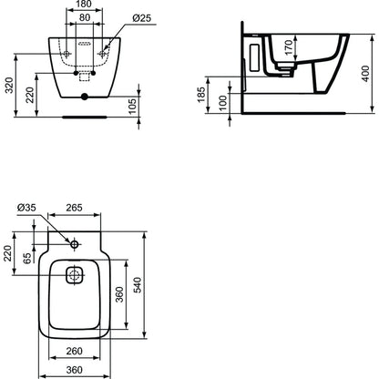 Ideal Standard Strada II Wall-Hung Bidet