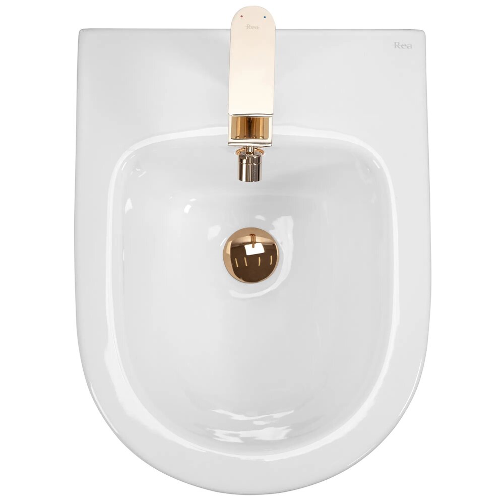 Суспендирано биде Rea Carlo Mini Gold Edge бяло - златно