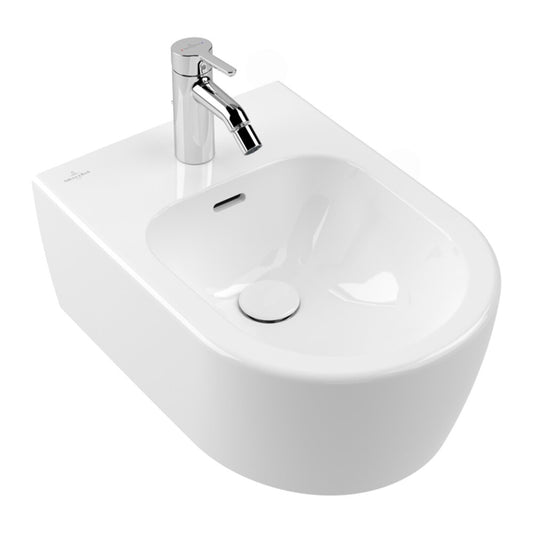 Суспендирано биде Villeroy&Boch Skyla с лъскаво бяло покритие