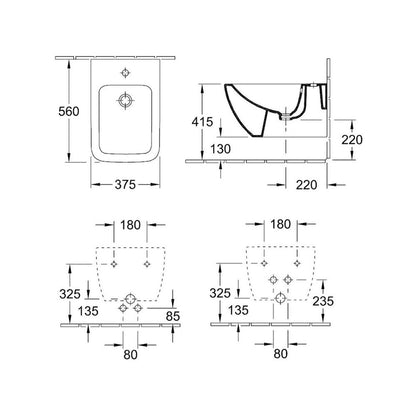 Суспендирано биде Villeroy&Boch Venticello с бял Alpin CeramicPlus финиш