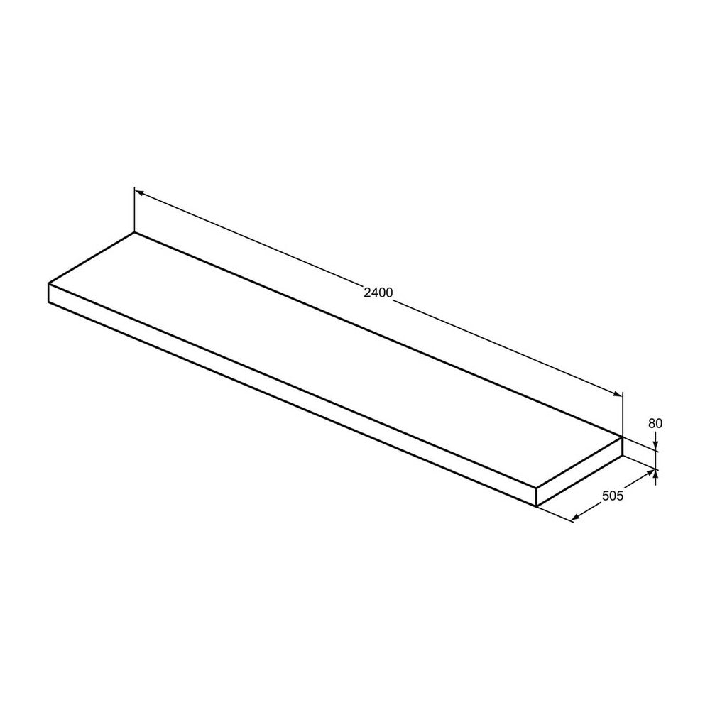 Блат за умивалник Ideal Standard Atelier Conca без изрязване, финал дъб светъл 240 см